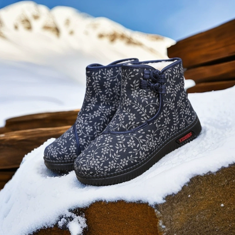 Мягкая шерсть осенние и зимние снежные сапоги плюс бархат теплая нескользящая обувь для мамы зимой среднего и пожилого возраста удобные хлопковые туфли