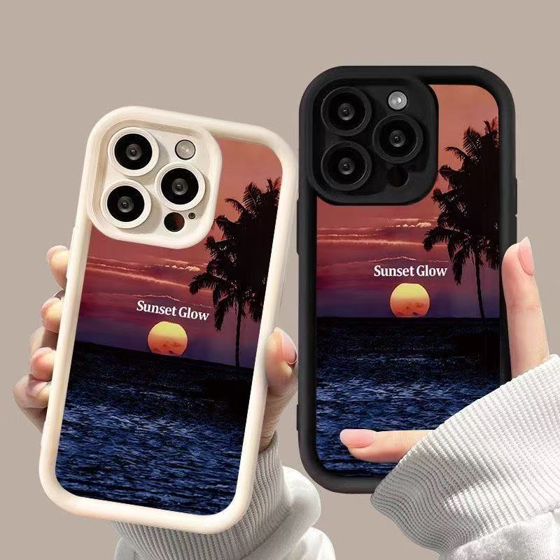 Sunset Coconut para iPhone 16pro funda para teléfono móvil Apple 15 anti-caída 14 Europa y América 13promax nuevo 12x