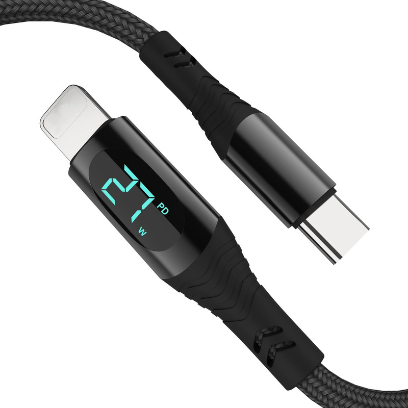 インテリジェントデジタルディスプレイ 100 ワットフラッシュ充電 PD27W 金属編組携帯電話充電ケーブルデュアル TypeC データケーブル携帯電話高速充電|undefined