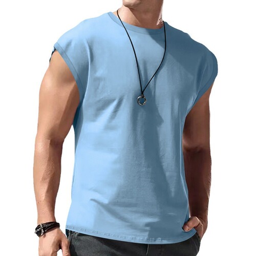 Amazon cross-border men's summer new multi-color sleeveless T-shirt loose solid color waistcoat vest for men