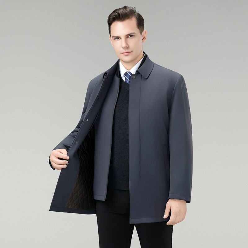 Men's Mid-Length Detachable Inner Liner down Jacket, Business Style, Thickened, Warm, Padded Coat