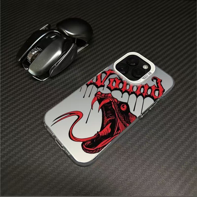 Nueva cabeza de serpiente inglesa para iPhone 16 funda para teléfono móvil Apple 15promax/14 anti-caída 13pro12 Europa y América