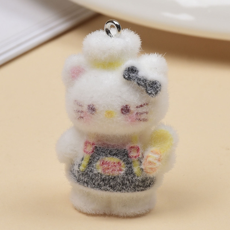 植绒kt猫吊坠可爱树脂diy饰品配件包包钥匙扣手机链车载挂件批发|undefined