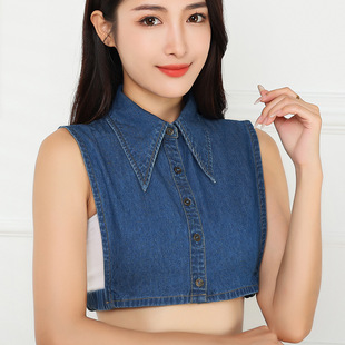 Washed Large Pointed Collar Denim Fake Collar All-match Shirt Fake Collar Interior Elegant Women's Collar Sweater