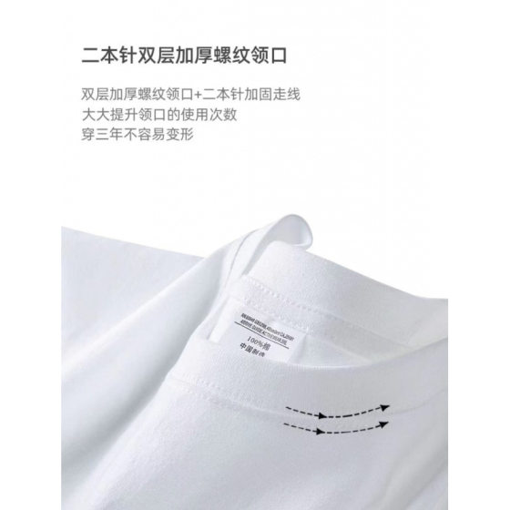2025 New Short-sleeved T-shirt Men's Instagram Fashion Brand European and American Hip-hop Crewneck Base Shirt Top for Summer