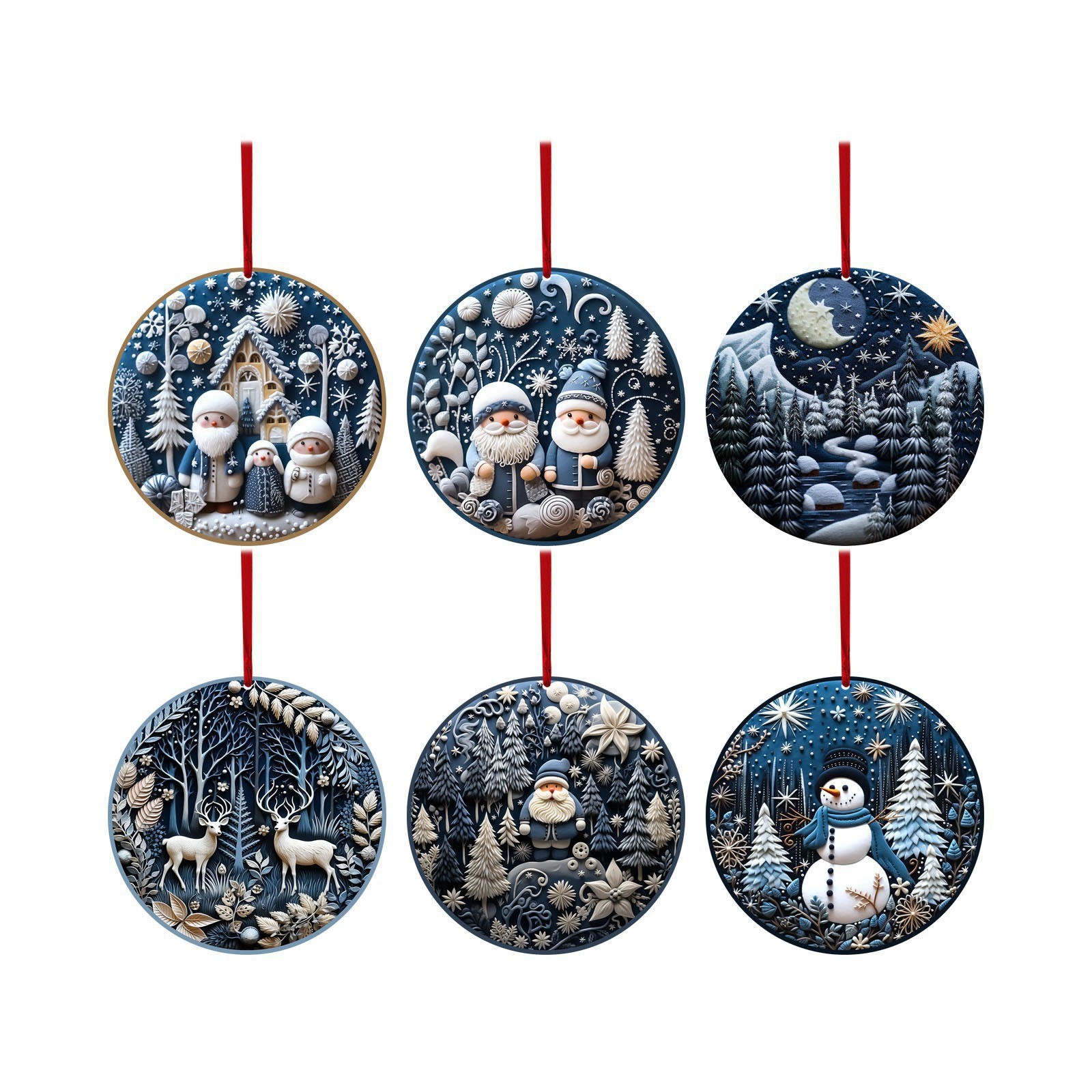 Nuevos productos transfronterizos de Navidad disco azul muñeco de nieve alce árbol de Navidad colgante decoración colgante redondo acrílico