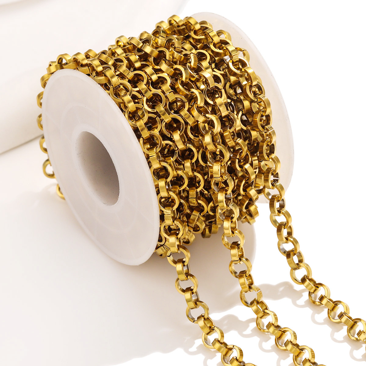 Acero inoxidable Hip Hop Heavy Metal 6mm cadena DIY acero titanio cadena de moda europea y americana cadena de bolsos semiacabados cadena hecha a mano