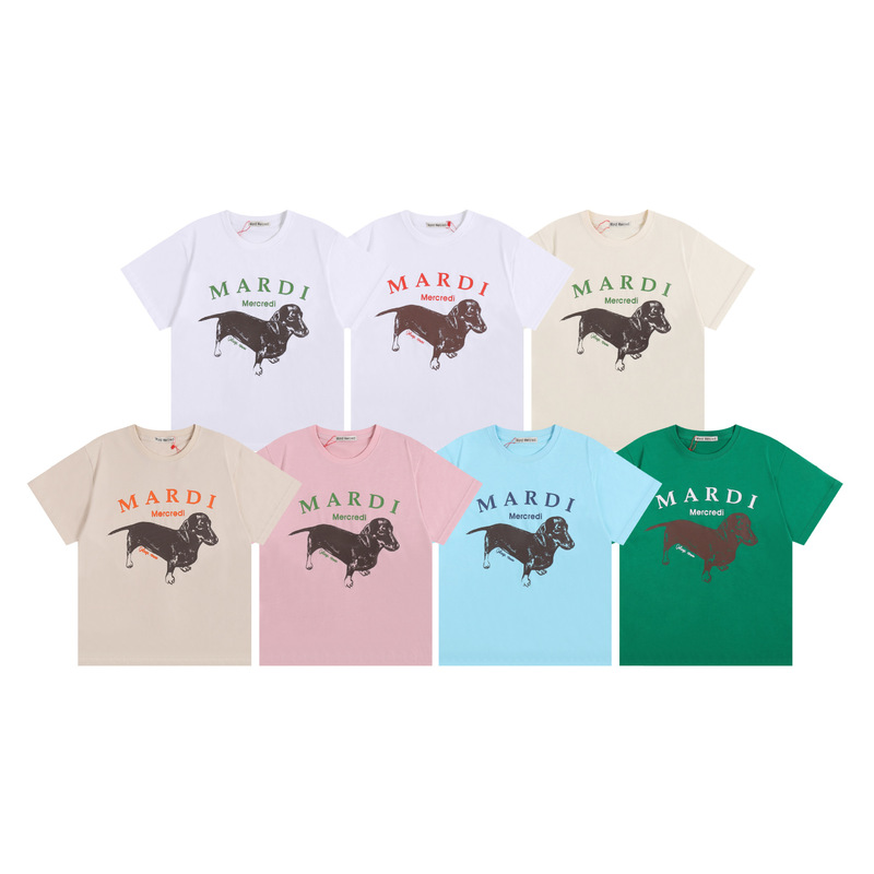 Cross-Border Summer New Mardi Zouju Dachshund Dog Print Letters Men's and Women's Loose Round Neck Short-Sleeved T-Shirt