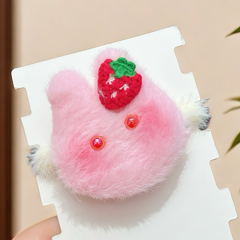 Niños de paja de dibujos animados peluche clip para el cabello adorable bebé blush conejo cuerdas de cabello lateral clip para el cabello