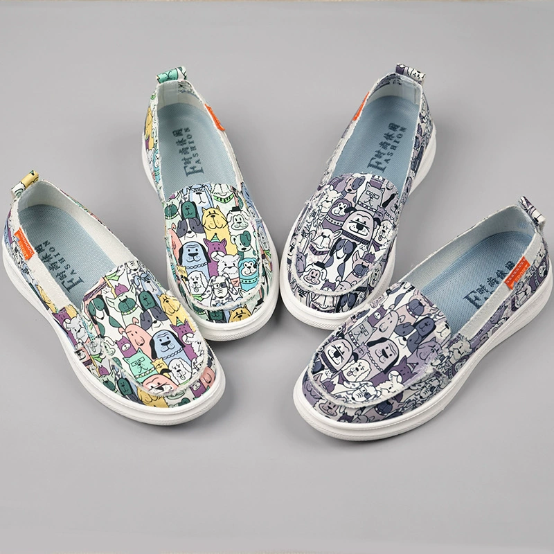 2024 новые женские одиночные туфли дышащие повседневные холщовые туфли ленивый педаль мягкая подошва нескользящая обувь для ходьбы