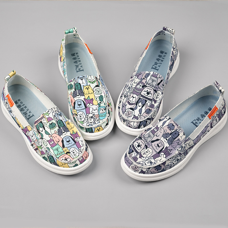 2024 New Women's Shoes Breathable Casual Canvas Shoes Lazy Slip-on Soft Sole Non-slip Flat Walking Shoes