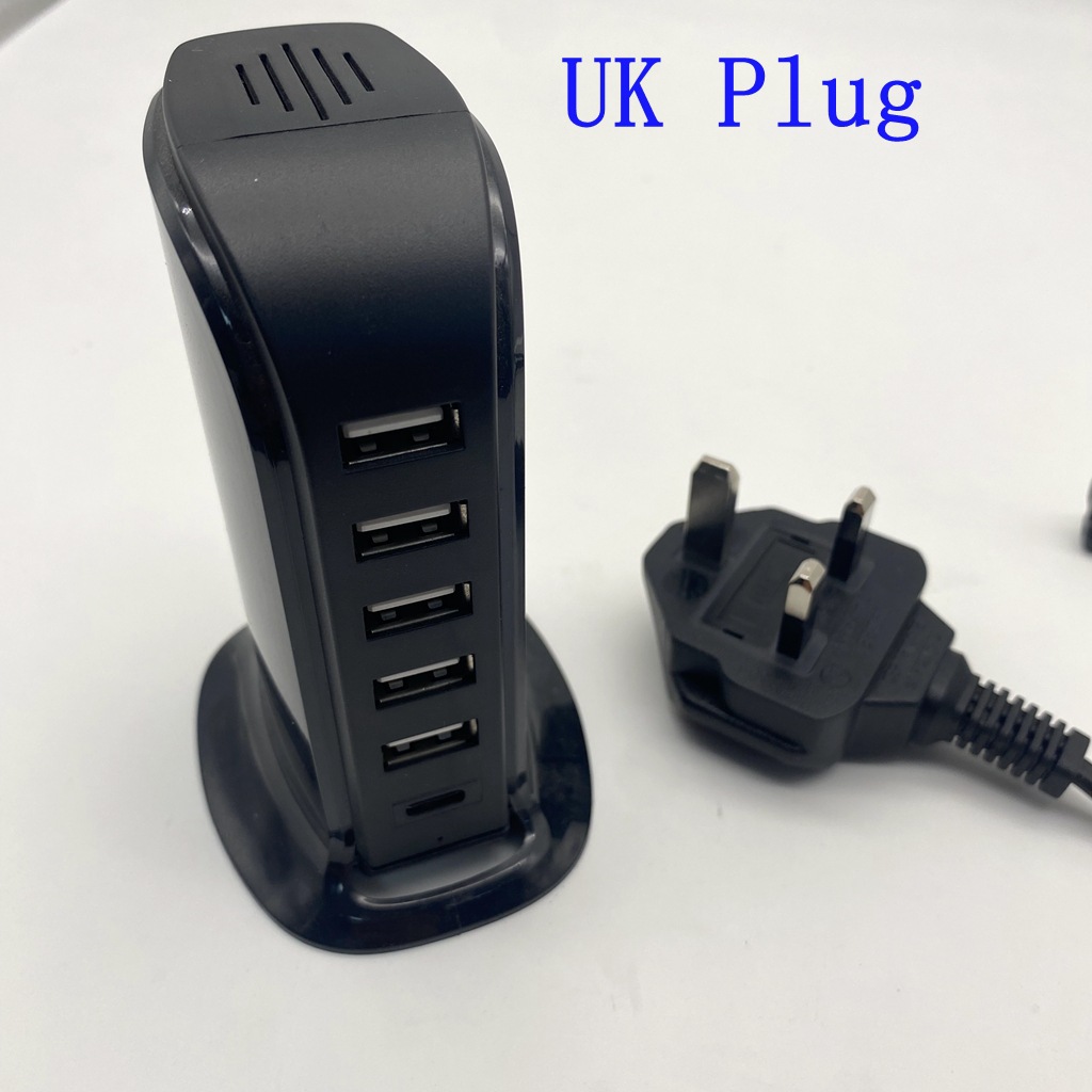 Cargador USB multipuerto de escritorio, 6 puertos, 5V4A 20W, modelo 506AL, carga rápida para teléfonos móviles
