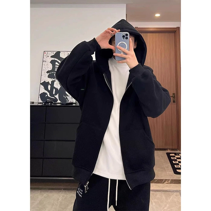 Men's autumn solid sweatshirt, universal jacket for leisure with hood