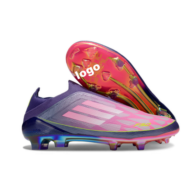Fábrica de comercio exterior transfronterizo F50 zapatos de fútbol FG rosa con cordón de entrenamiento zapatos de fútbol para hombres hierba natural