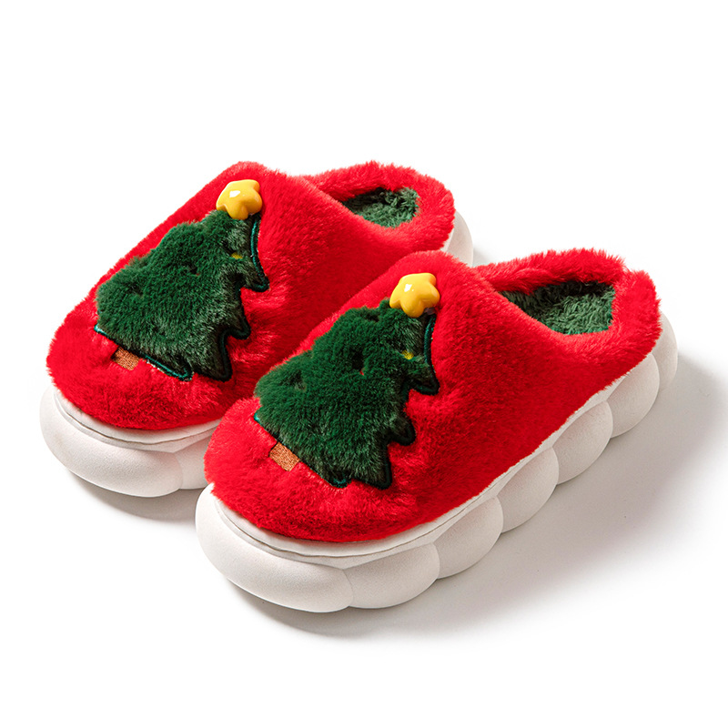 24 ans de nouveaux chaussons pour femmes pour l'automne/hiver avec sapin de Noël neutres pouvant coller des codes-barres_voghion.com