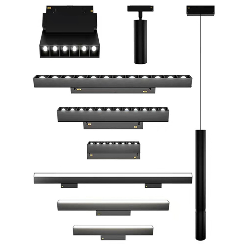 工厂直销磁吸轨道灯无主灯明装射灯嵌入式客厅照明线条暗装磁吸灯