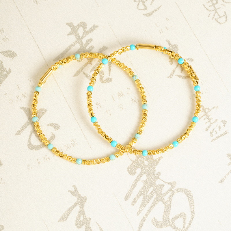 Vietnam Gufa Sha oro bohemio agua dulce pulsera de cuentas azul no se desvanecerá joyería de alta calidad