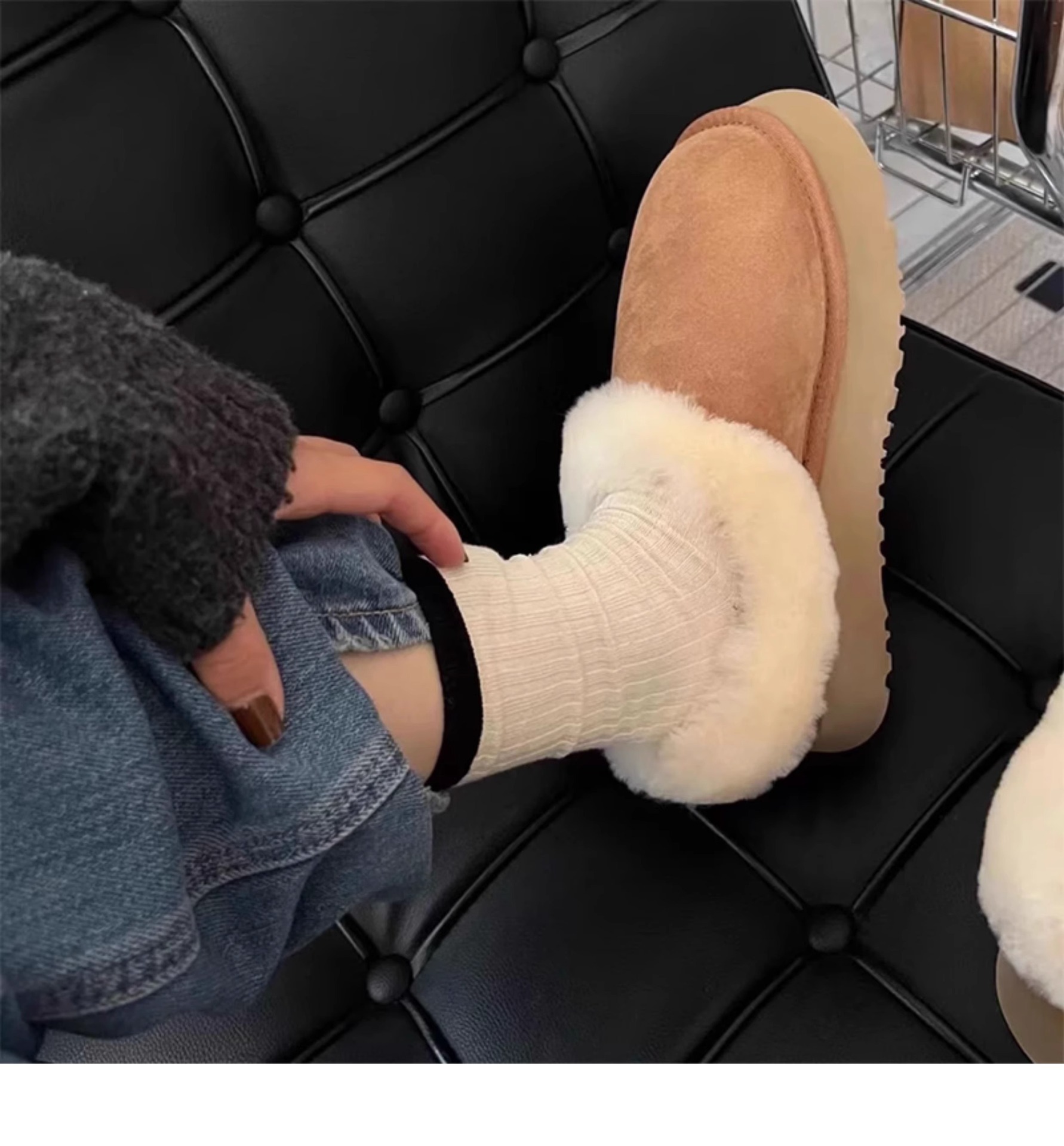 Autumn Winter Women's Ankle Boots With Thick Sole And Fur Lining_voghion.com