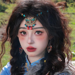 藏式尼泊爾蝴蝶頭飾額頭鏈復古民族風流蘇額飾異域風眉心墜項鍊女