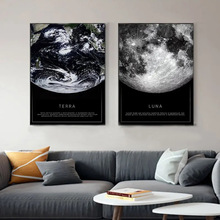 北欧现代简约客厅装饰画黑白月球月亮书房办公室挂画酒店公寓版画