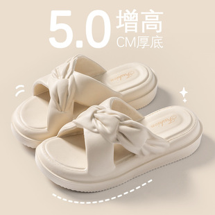 Thick Bottom Sandals and Slippers Women's Summer 2024 New Indoor Home Non-slip Exterior Wear Elevated Internet Celebrated Beach Slippers for Women