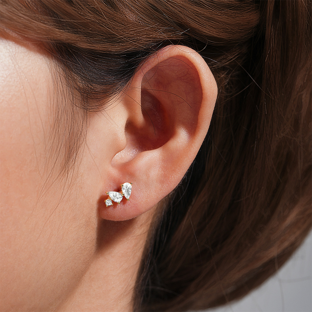 2g Weight Zircon Inlay Material Ear Studs Classification 1 Piece Quantity Daily Occasion 925 Sterling Silver Material Geometric Pattern Women's Gender Plating Design Simple Style Style 1 Piece Ear Cartilage Rings & Studs Simple Style Geometric 925 Sterling Silver Plating Zircon 48
