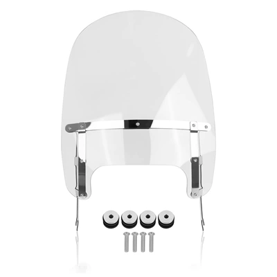 Suitable for the New Harley Fat Boy Modified Quick-Release Front Windshield, Transparent Glass with 5mm Thickness, Front Windscreen for 2018-2026 Models (Motorcycle front windshield) - electroplating-19inch