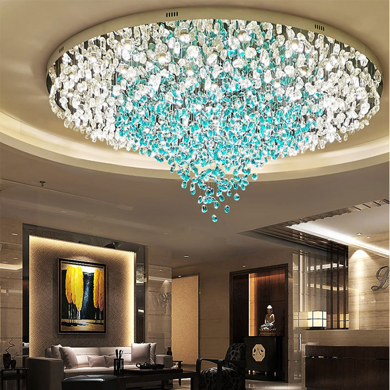 Hotel Lobby Crystal Glass Chandelier Villa Hall Aisle Water Drop Lamp Indoor Staircase Decoration