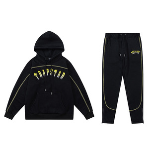 Trapstar Gradient Embroidered Golden Fleece Sweater Pants Nose Zipper Trousers Casual Sweater Pants Black Set