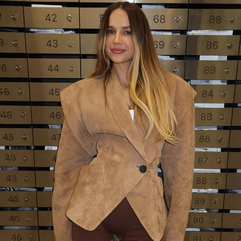 In Stock - Elegant and Stylish Solid Color Slim-Fit Patchwork Waist-Cinching Jacket 2025 New Cross-Border European and American Style In Stock - Elegant and Stylish Solid Color Slim-Fit Patchwork Waist-Cinching Jacket 2025 New Cross-Border European and American Style