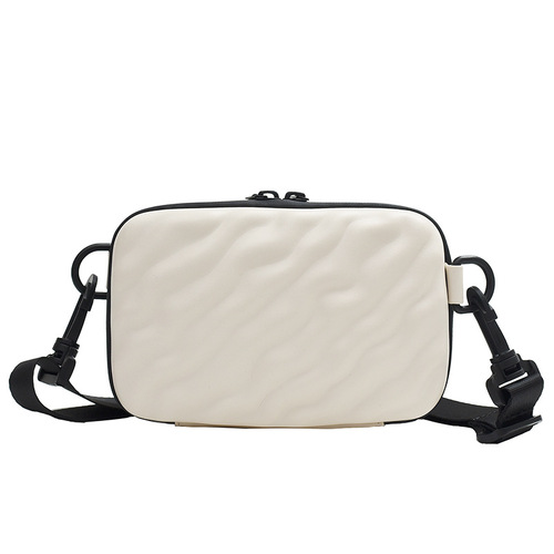 Lattice Box Bag  New Trend Brand Men's PU Pressed Shell Casual Phone Bag Casual Crossbody Small Square Bag Cross-border