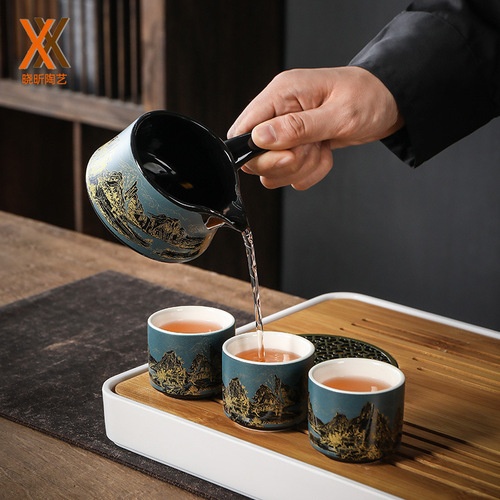 Tea Set Light Luxury Automatic Qianlijiang Tea Set Creative Lazy Office Tea Pot Gongfu Tea Cup