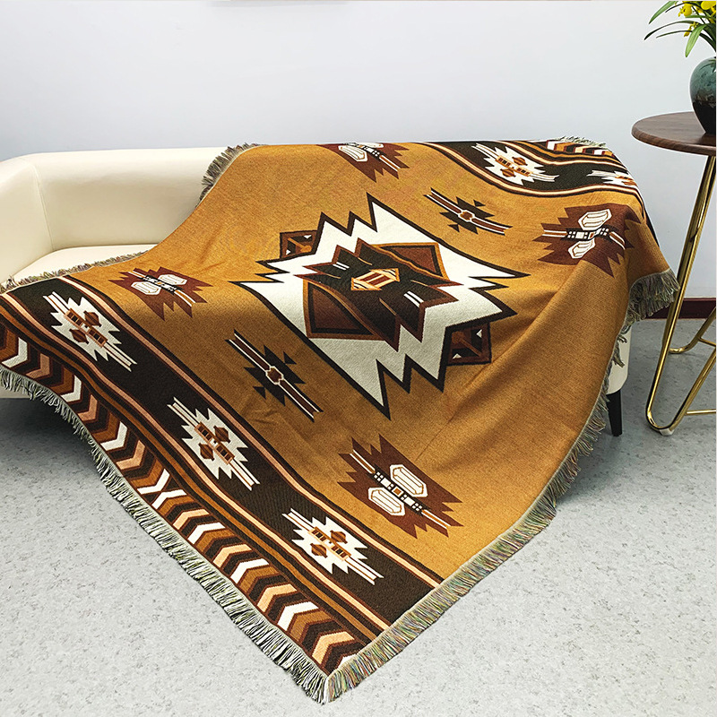 新款亚马逊加厚加大毯子户外盖毯波西米亚风午睡线毯