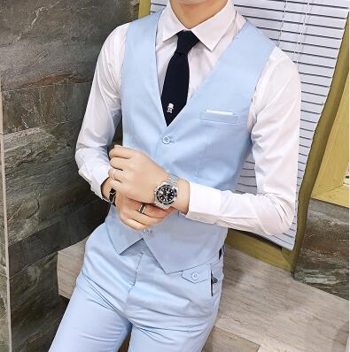 Ropa de padrino de los hombres chaleco camisa traje pantalones traje de tres piezas de primavera y otoño chaleco Delgado boda novio Hermanos Grupo vestido