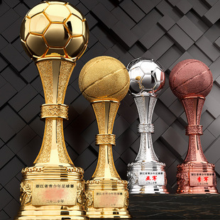 Football Trophy Resin Engraving Basketball Billiards Volleyball Golf Tennis Competition Champion Metal Gold Silver Bronze