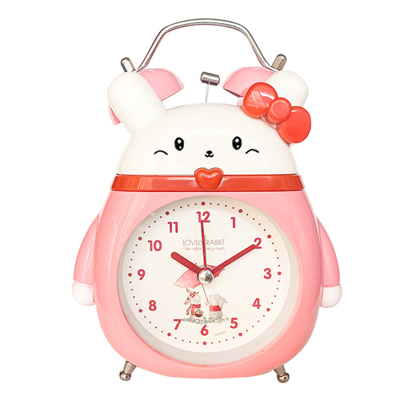 Directo de fábrica lindo animal conejito campana despertador estudiante niños mudo reloj creativo reloj despertador al por mayor
