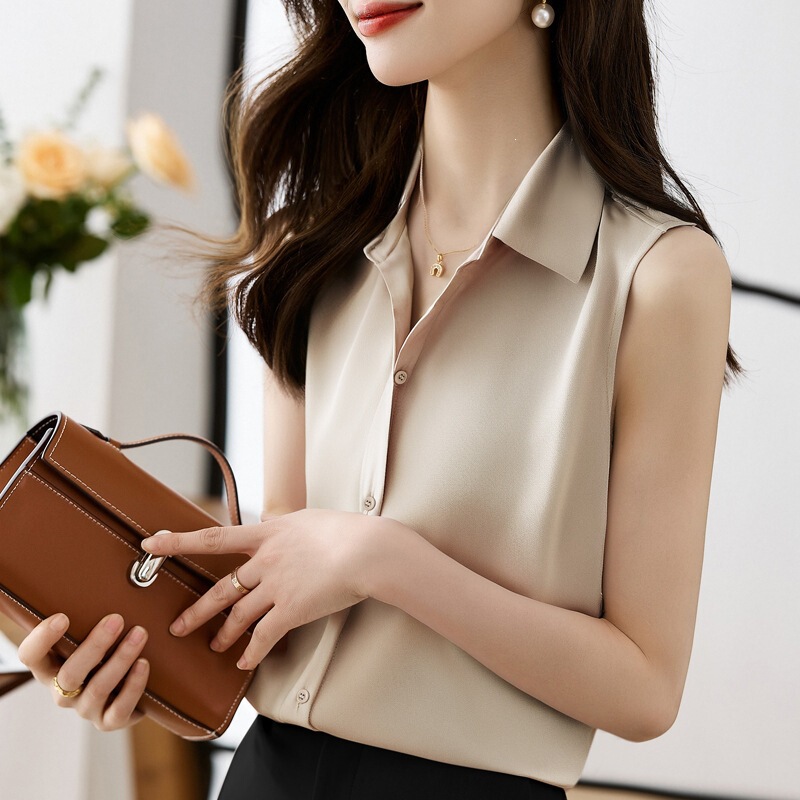 Hangzhou Heavy Silk Sleeveless Shirt for Women 2026 Summer New Fashion Stylish Versatile Shirt Non-Iron Blouse