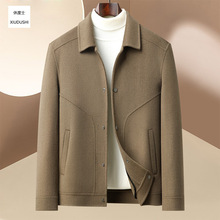 男士羊毛毛呢夹克外套中年翻领商务休闲呢子双面呢上衣男爸爸装