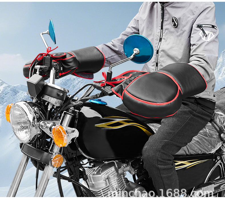 Universal Warm Plus Velvet Handlebar Cover, Electric Vehicle Windproof Gloves, Motorcycle Cold-Proof Gloves, Scooter Waterproof Gloves