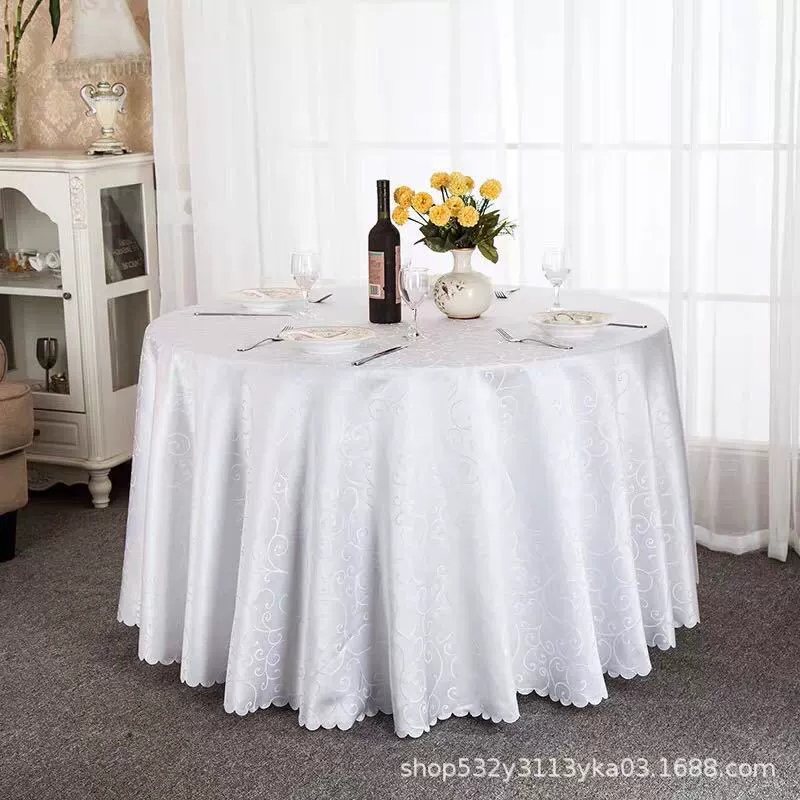 Large round table restaurant tablecloth hotel hotel banquet family can use round wedding European tablecloth table covers cross-border