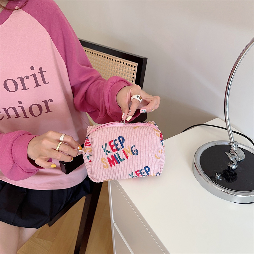 38182 ins retro Artistic pen case, corduroy fresh letter stationery box, student portable storage makeup bag undefined