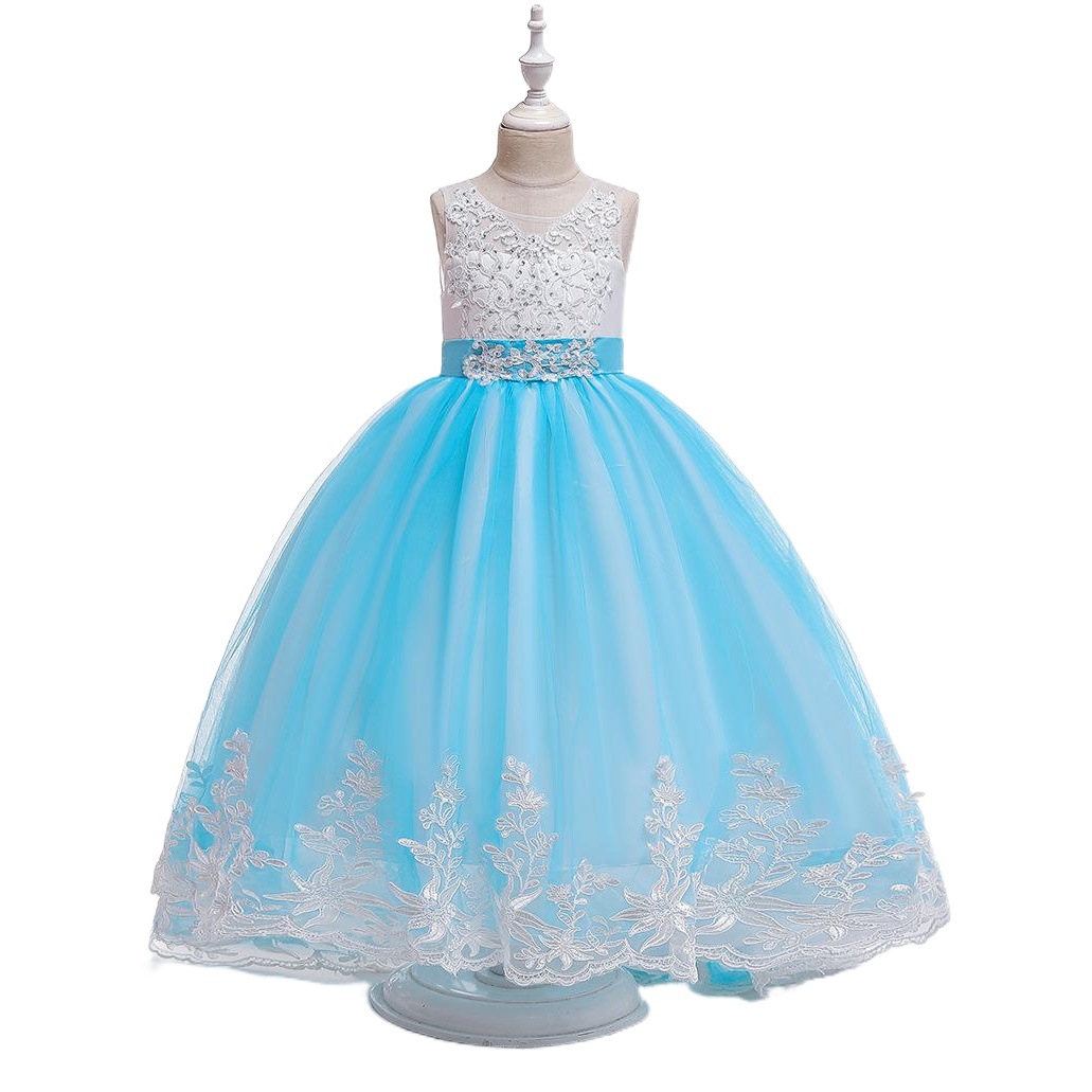 Vestido de princesa para niñas, nuevo modelo 2026 de Amazon, vestido de boda bordado para niñas, vestido largo con lazo y cola, vestido de noche