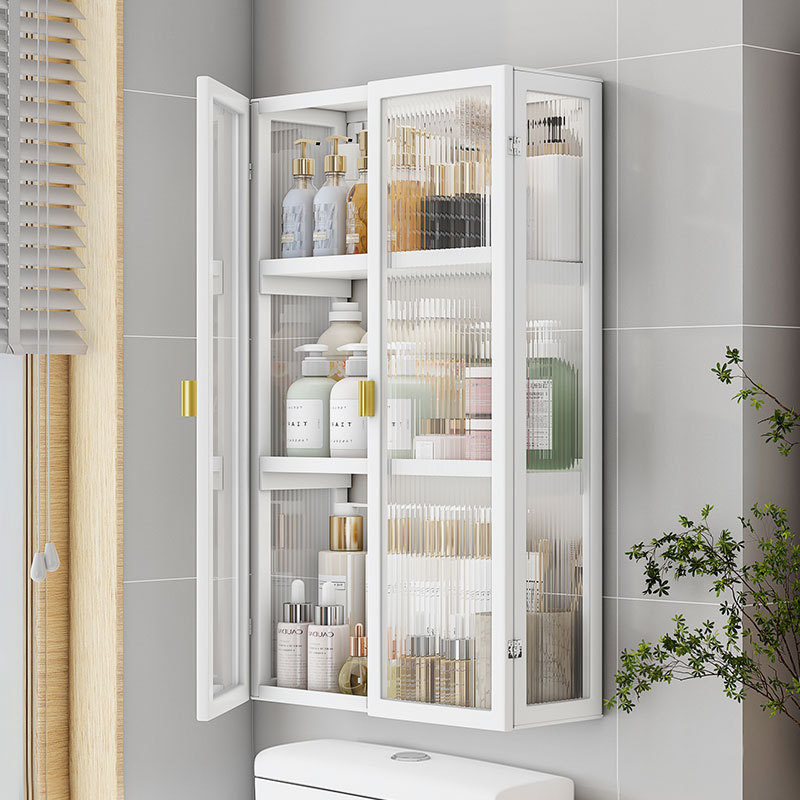 Storage Cabinet Above the Bathroom Toilet Storage Rack, Punch-Free Bathroom Toilet Waterproof Wall Cabinet, Multi-Functional Storage Cabinet
