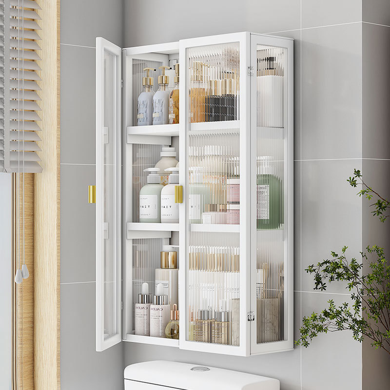 Storage Cabinet Above the Bathroom Toilet Storage Rack, Punch-Free Bathroom Toilet Waterproof Wall Cabinet, Multi-Functional Storage Cabinet