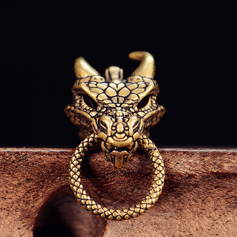 Brass Retro Zodiac Dragon Keychain Chinese Dragon Key Chain Pendant Pendant DIY Pure Copper Accessories Brass Retro Zodiac Dragon Keychain Chinese Dragon Key Chain Pendant Pendant DIY Pure Copper Accessories