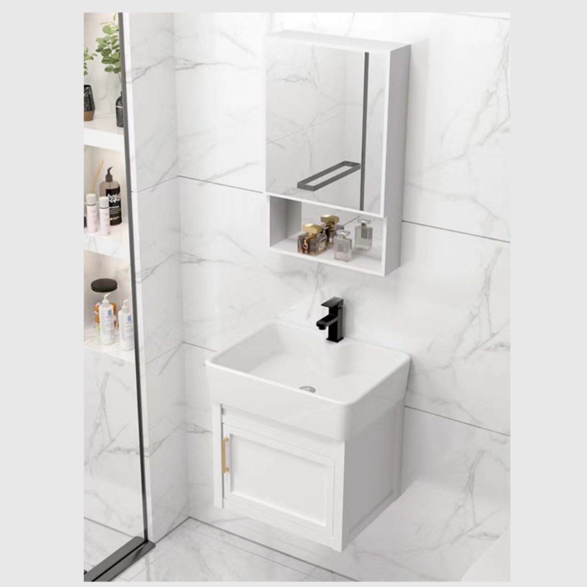 gabinete de baño de aluminio espacial grueso tipo casa pequeña tipo pared tipo lavabo gabinete combinado cerámico lavabo todo en uno lavabo lavabo