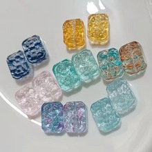 捷克琉璃贯穿花牌吊牌diy古风发簪饰品配件  服装箱包材料14*19mm