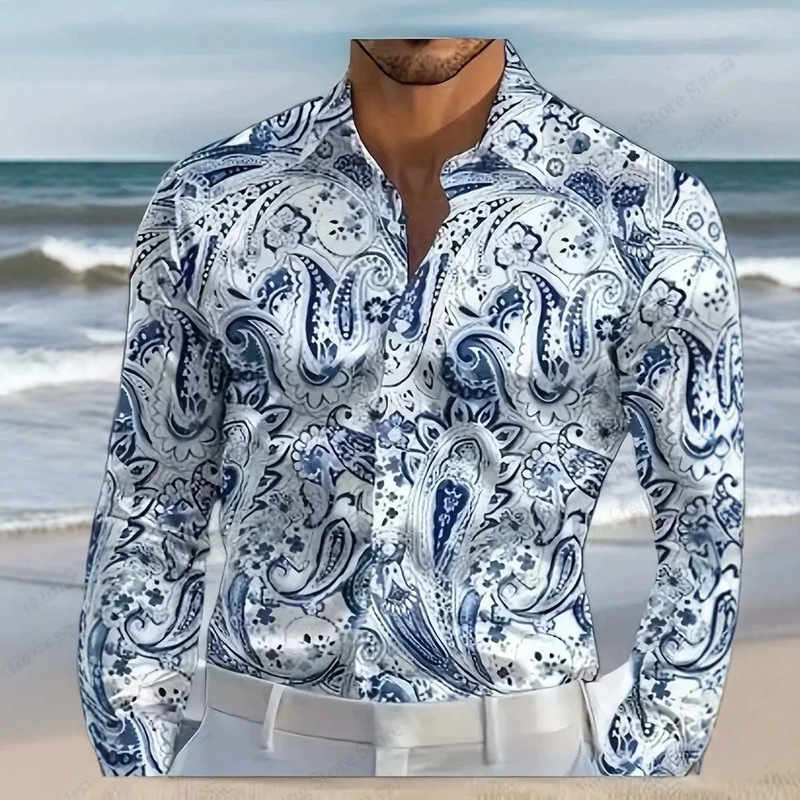 2026 Men's New Pattern 3D Printed Shirt High-Quality Long-Sleeve Turn-Down Collar Street Fashion European and American Cross-Border Shirt 2026 Men's New Pattern 3D Printed Shirt High-Quality Long-Sleeve Turn-Down Collar Street Fashion European and American Cross-Border Shirt