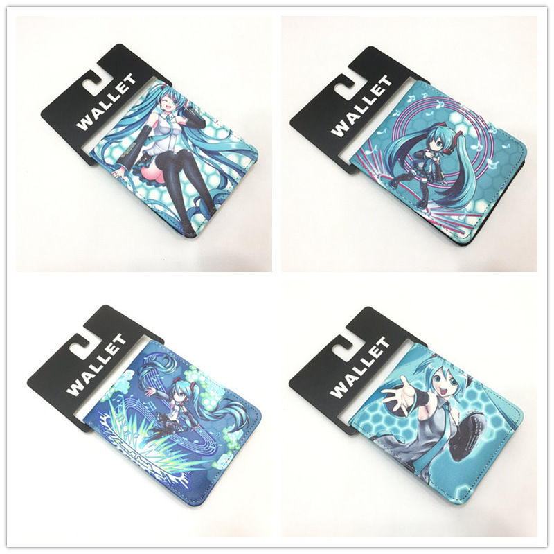 Hatsune Miku Short Wallet for Teenage Students PU Coin Wallet Money Clip for Men and Women Card Holder Card Bag