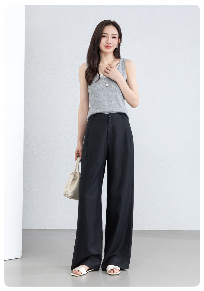 Quần culottes nữ ống rộng vải linen phối lyocell dáng suông rủ nhẹ — Màu sắc chi tiết 24